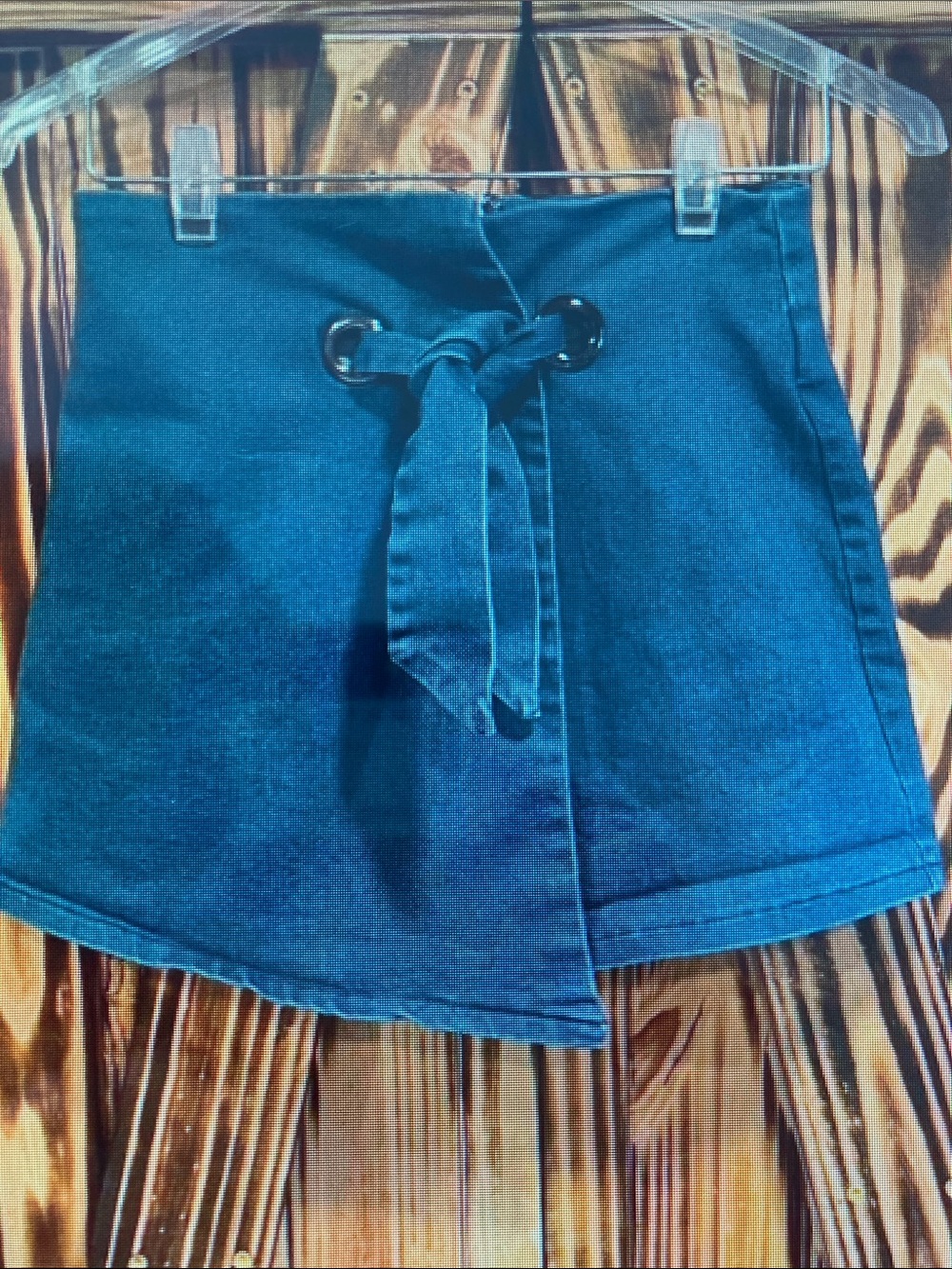 High-Waist Blue Denim Tie-Front Skort - Women Shorts